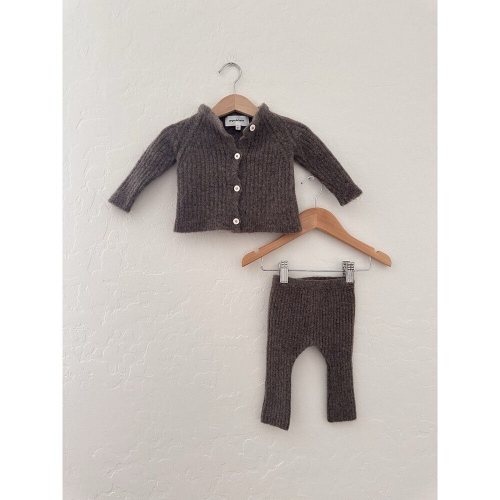 Pequeno Tocon Baby Wool 2pc Set Brown Soft 6m